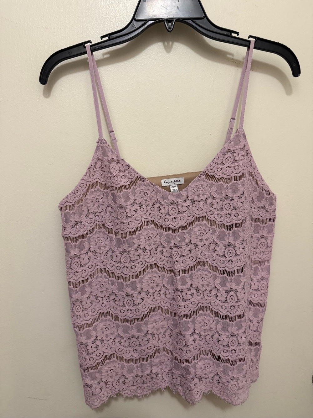 love, Fire Mauve Lace V-Neck Camisole
